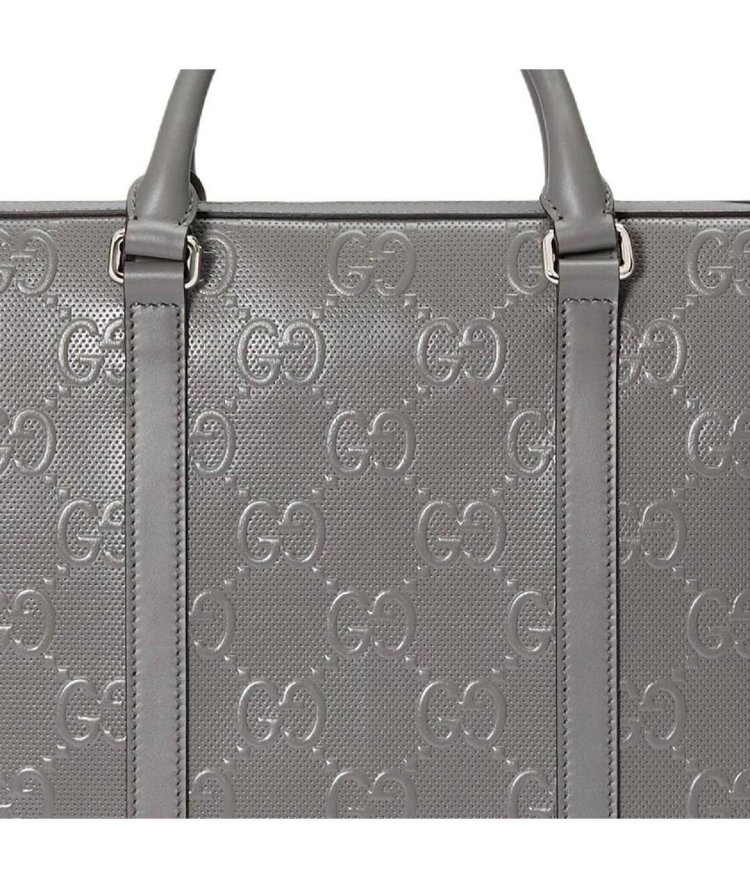 GUCCI Серый кожаный портфель, фото 9