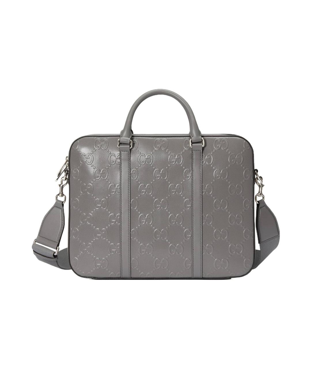GUCCI Серый кожаный портфель, фото 1