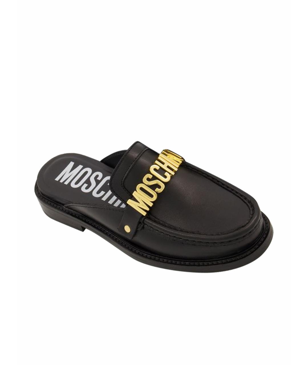 BOUTIQUE MOSCHINO Черные кожаные мюли, фото 1