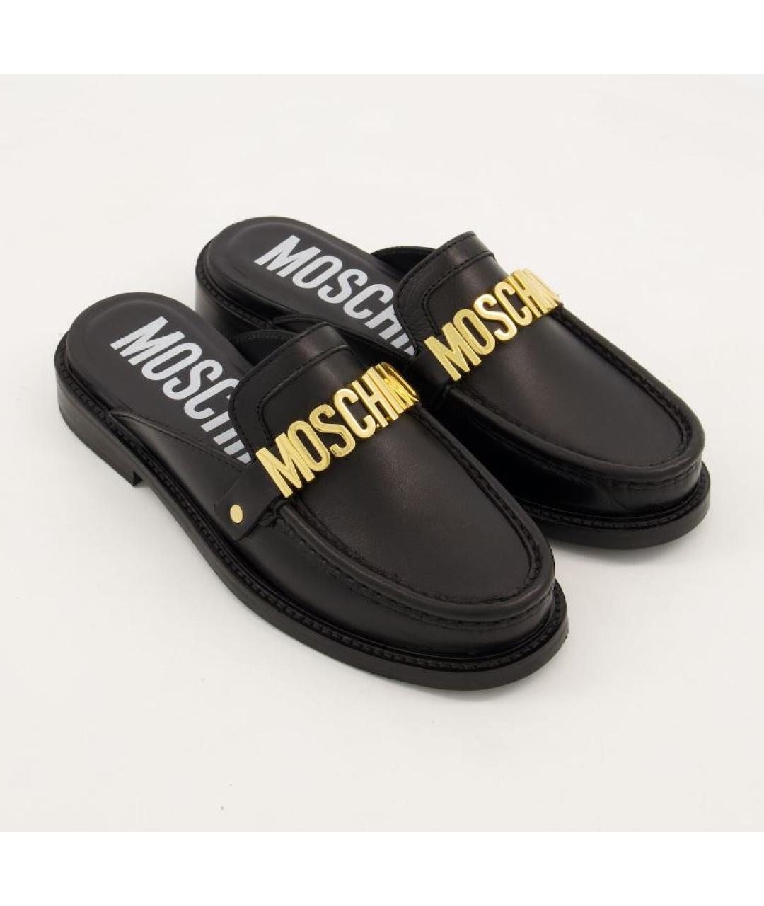 BOUTIQUE MOSCHINO Черные кожаные мюли, фото 10