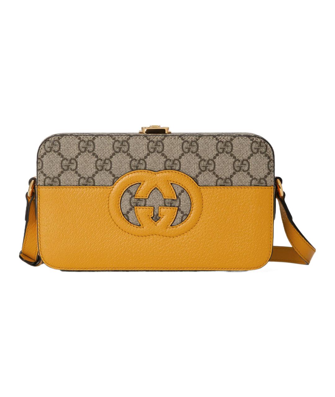 GUCCI Желтая тканевая сумка на плечо, фото 1