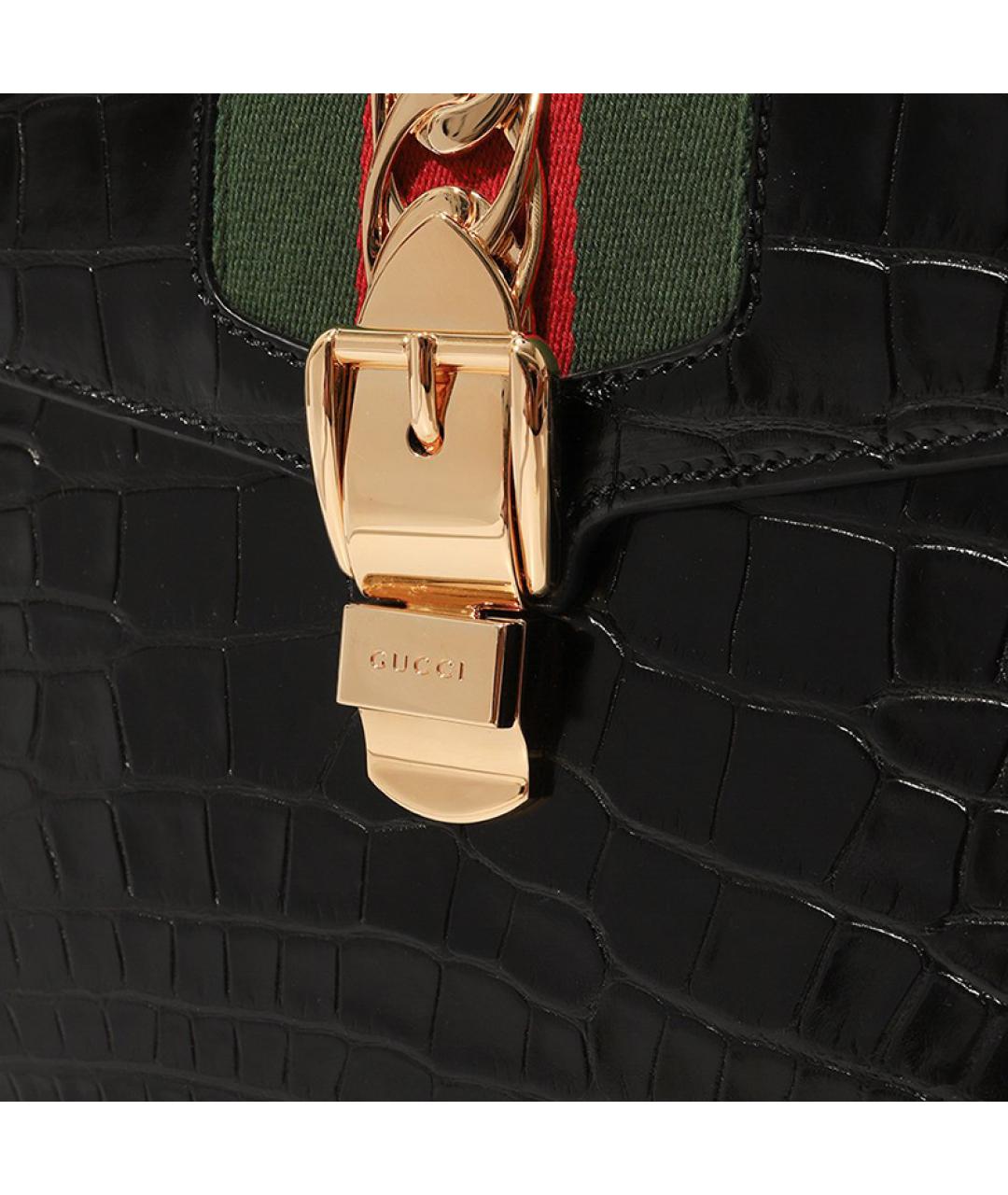 GUCCI Черная кожаная сумка через плечо, фото 5