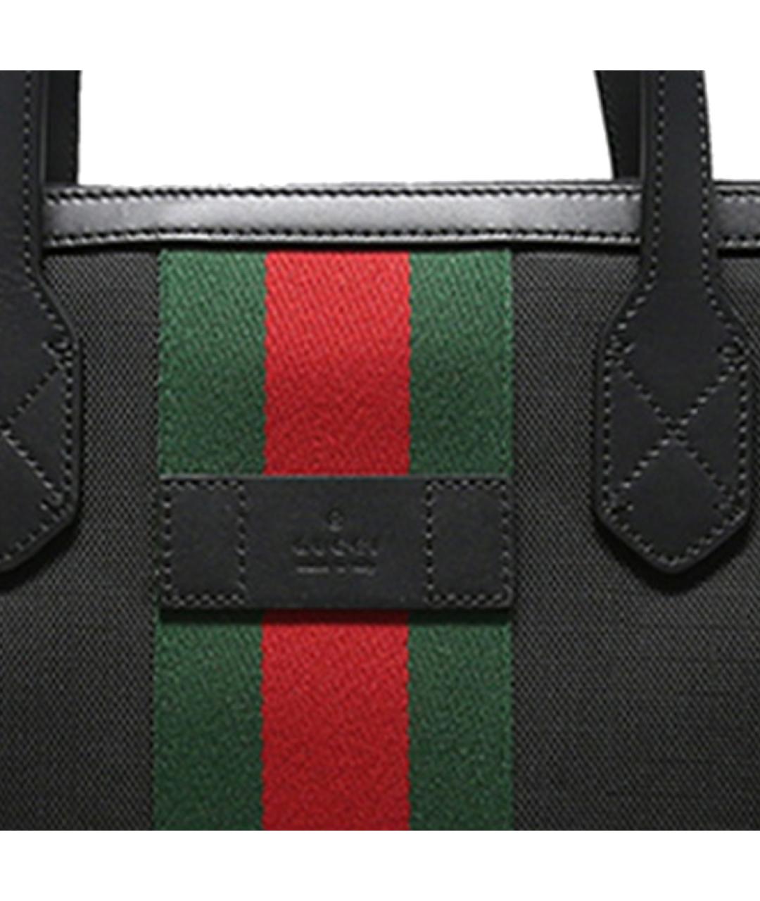 GUCCI Черная тканевая сумка тоут, фото 5