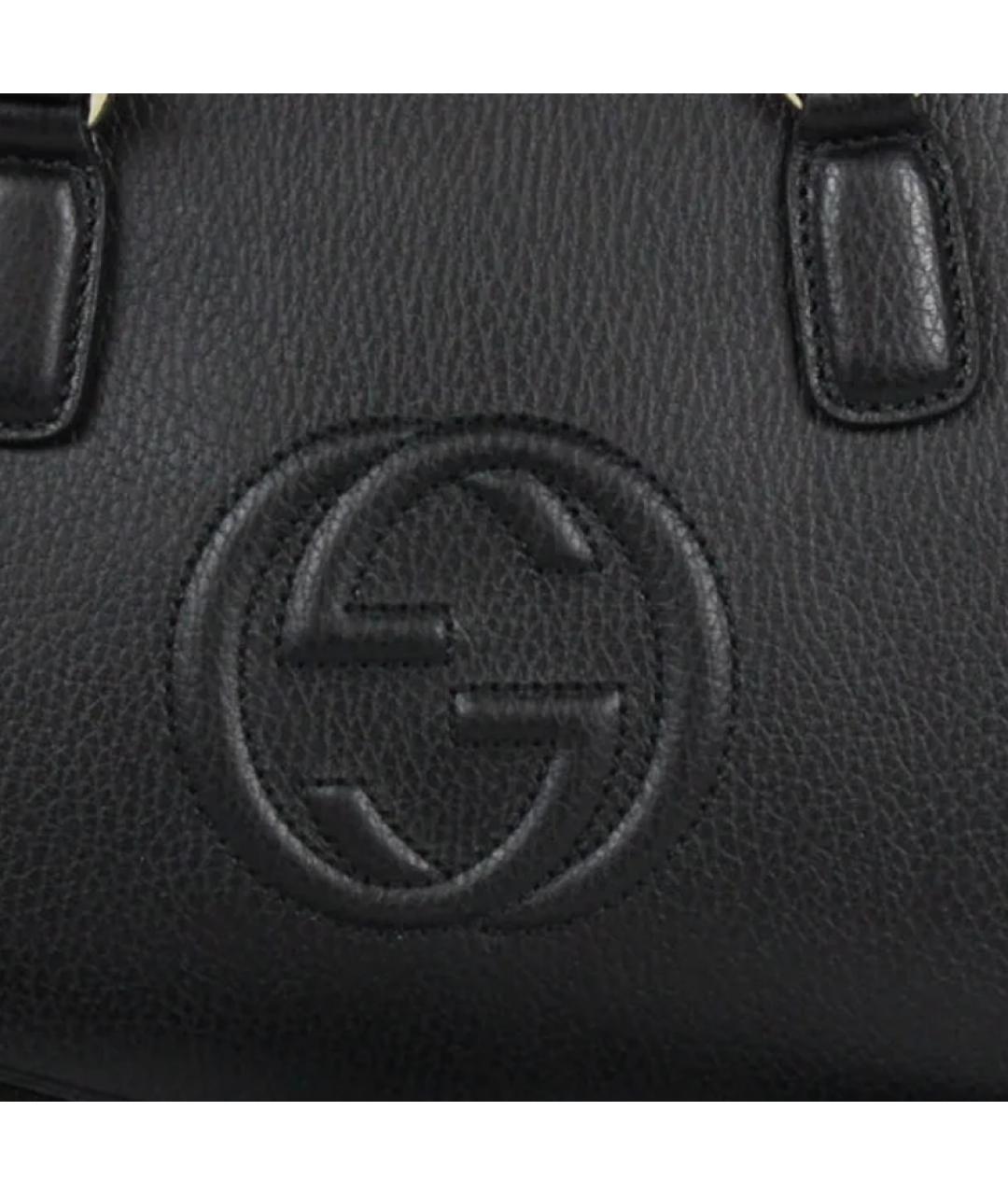 GUCCI Черная кожаная сумка с короткими ручками, фото 5