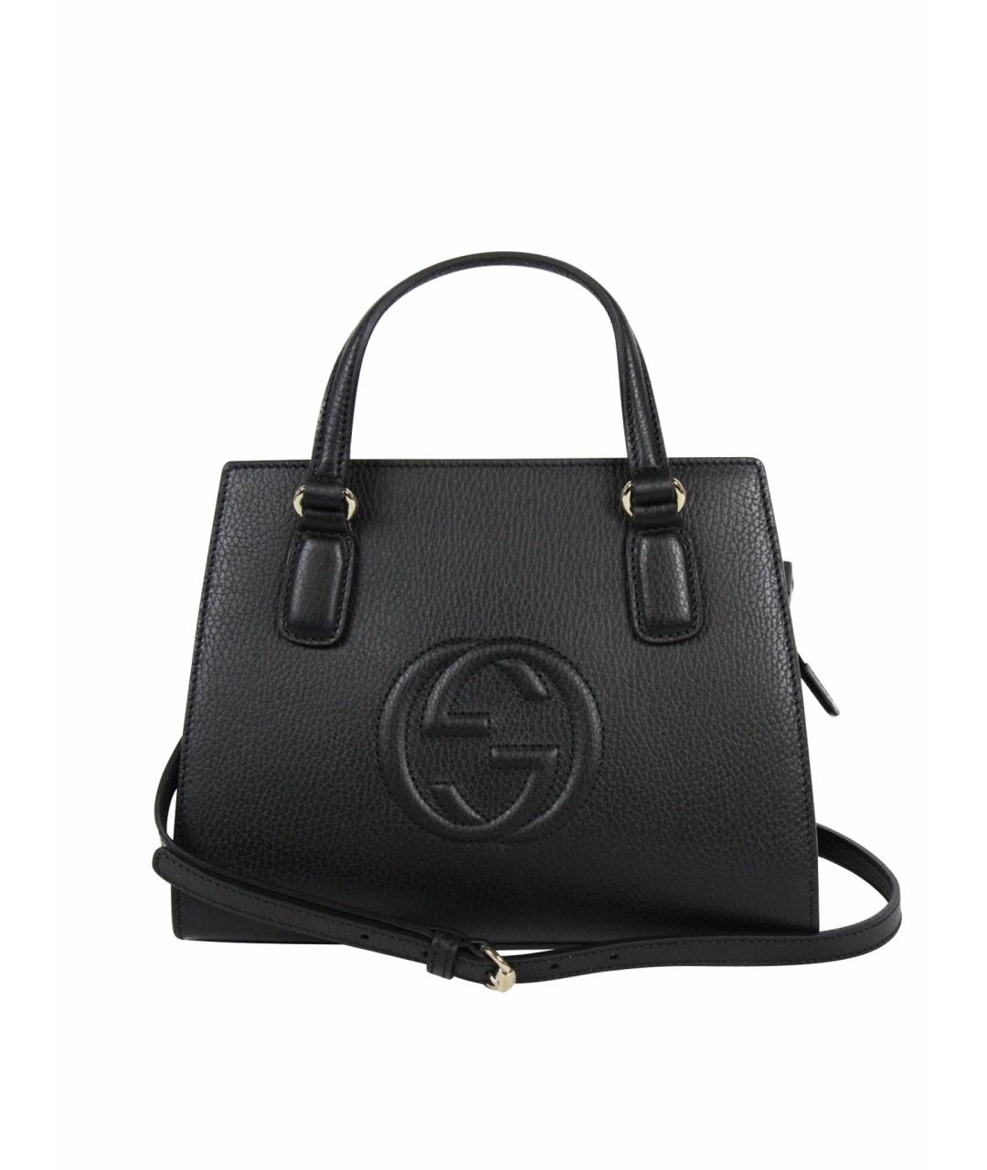 GUCCI Черная кожаная сумка с короткими ручками, фото 1