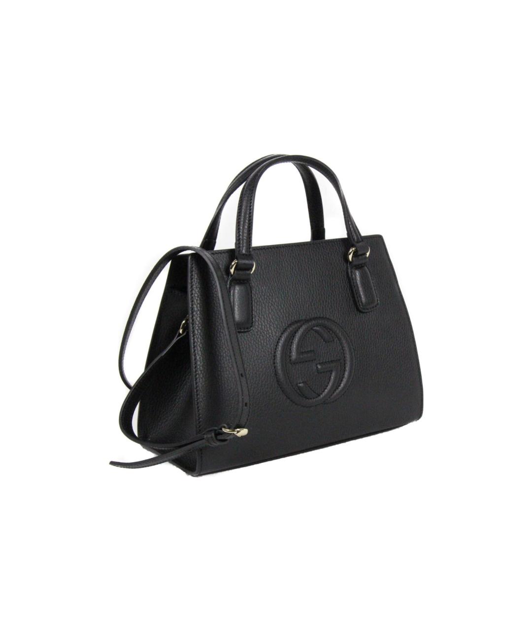 GUCCI Черная кожаная сумка с короткими ручками, фото 3