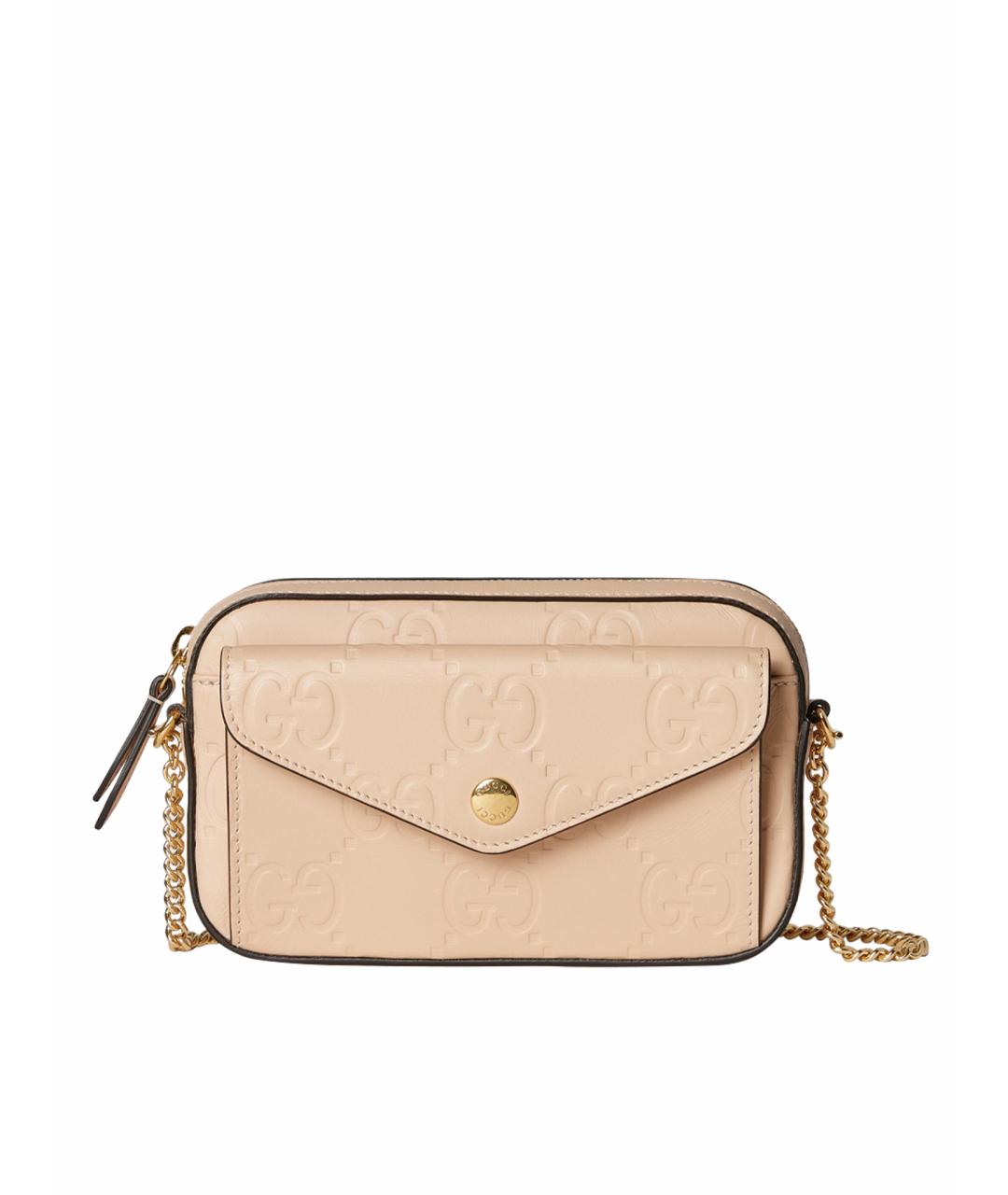 GUCCI Бежевая кожаная сумка через плечо, фото 1