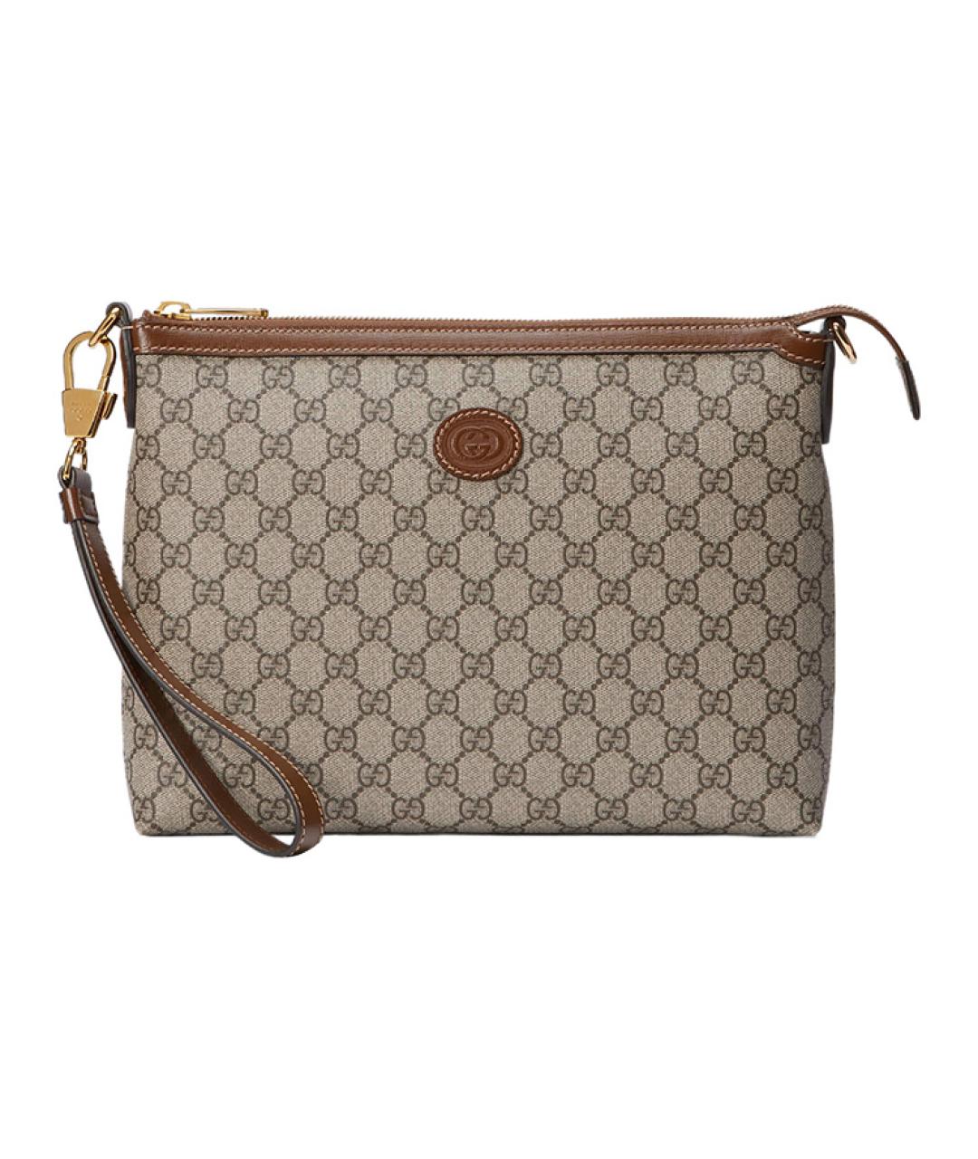 GUCCI Коричневая тканевая сумка на плечо, фото 1