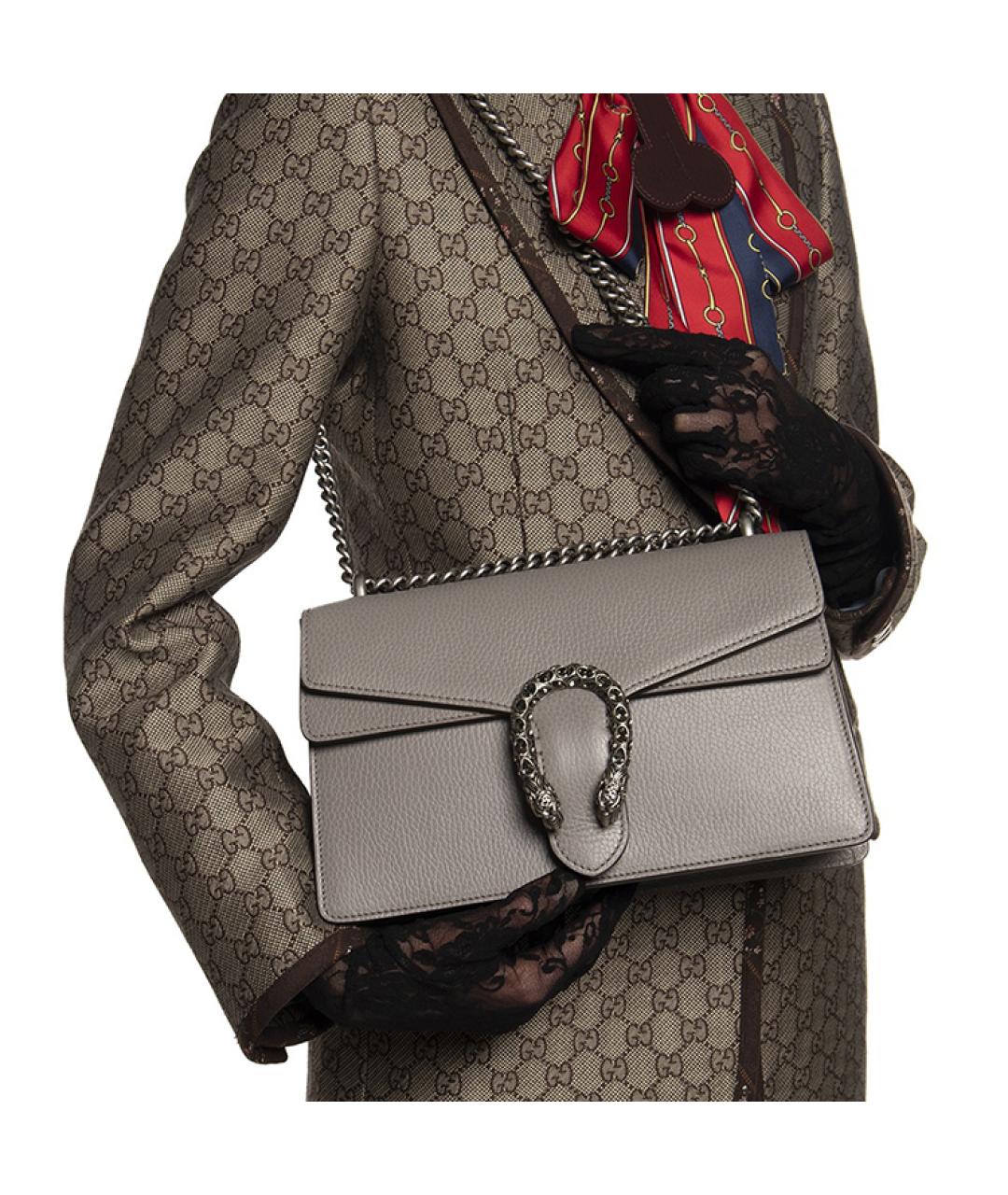 GUCCI Серая кожаная сумка через плечо, фото 8