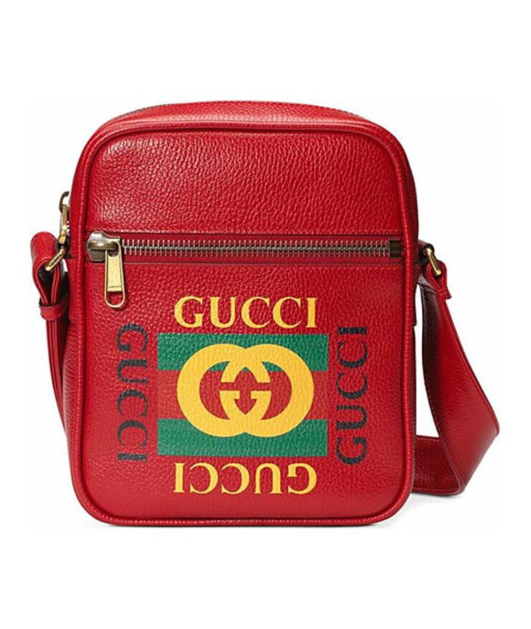 GUCCI Красная кожаная сумка через плечо, фото 1