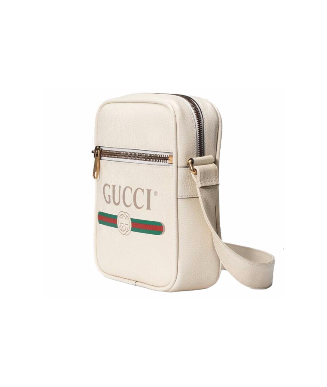 GUCCI Белая кожаная сумка через плечо, фото 2