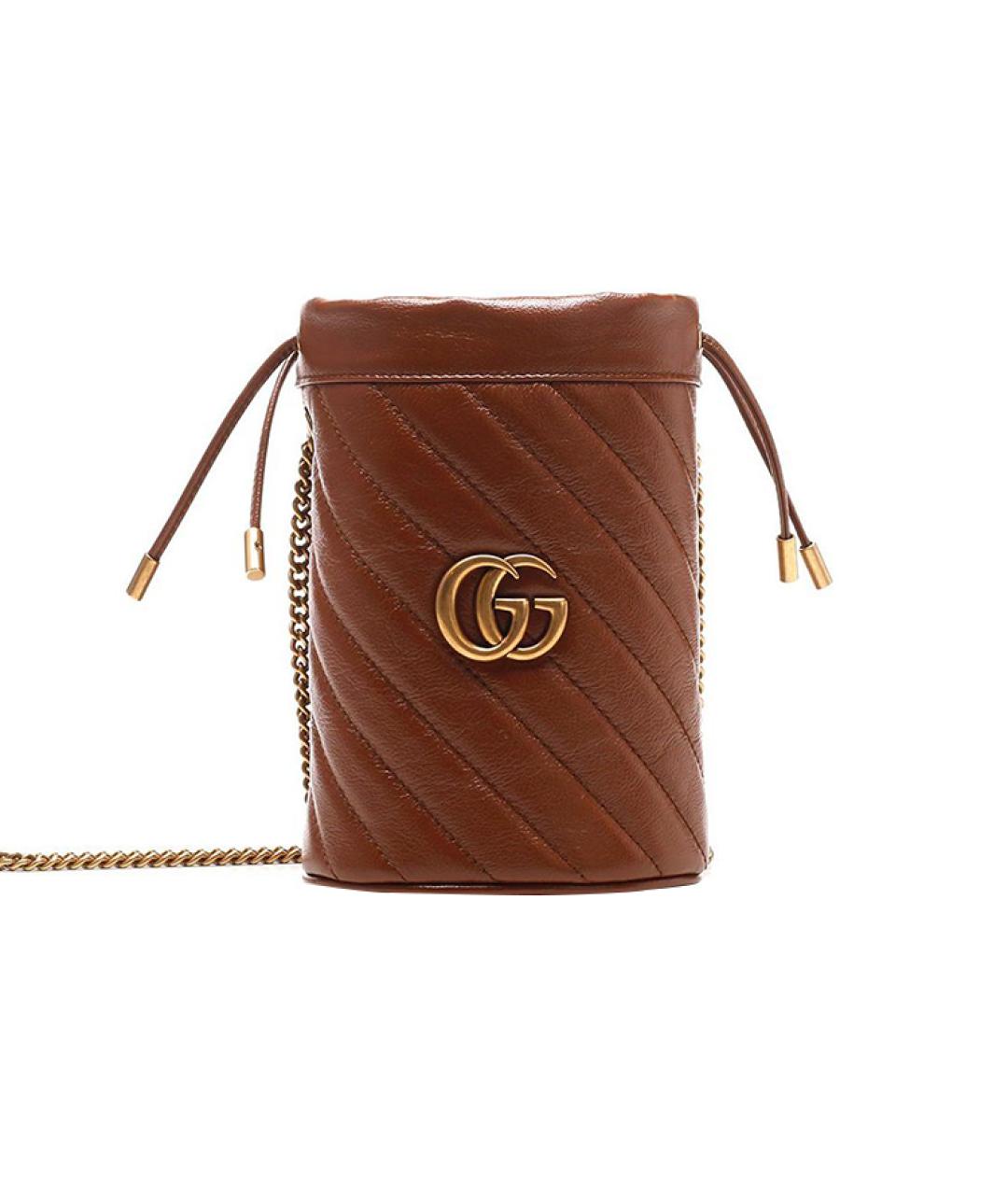 GUCCI Коричневая кожаная сумка через плечо, фото 5