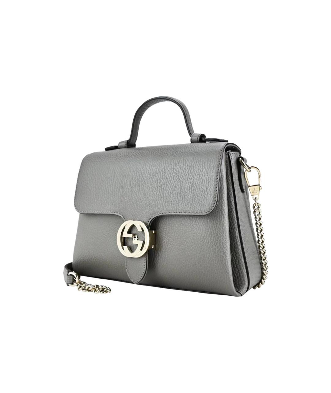 GUCCI Серая кожаная сумка через плечо, фото 2