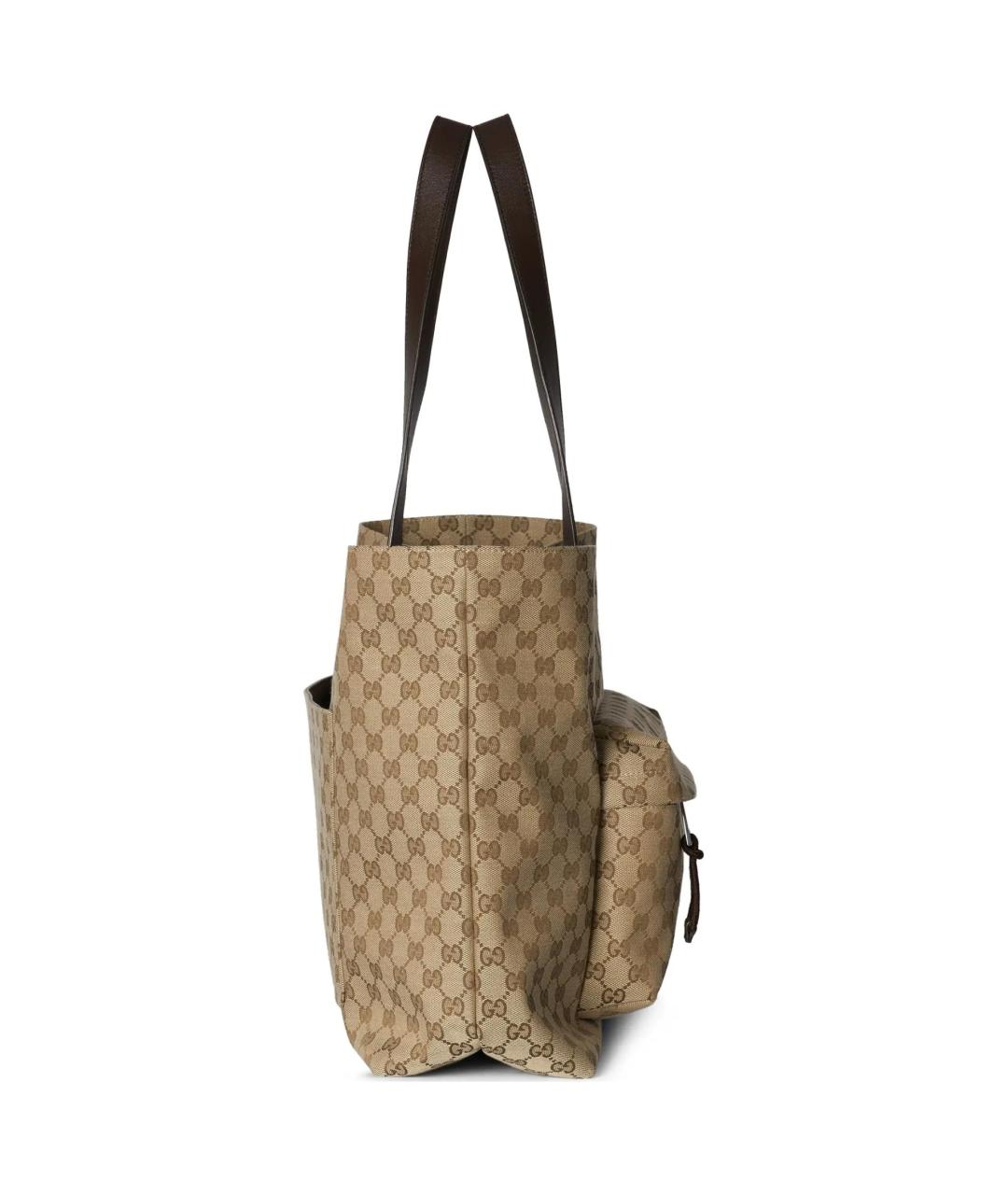GUCCI Бежевая тканевая сумка тоут, фото 3