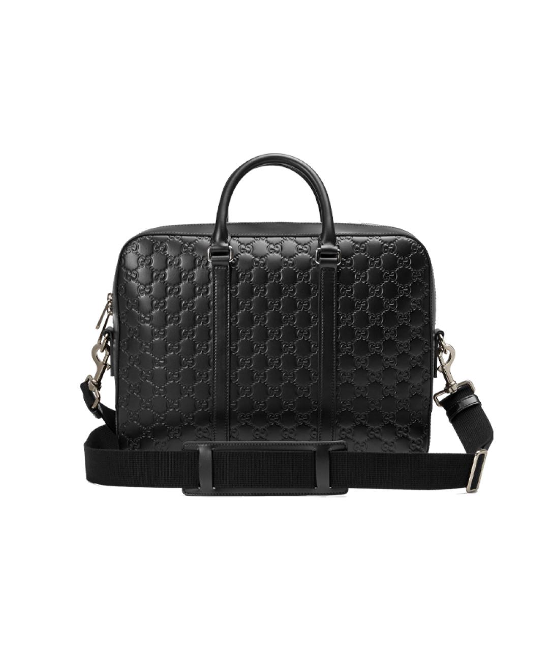 GUCCI Черный кожаный портфель, фото 4