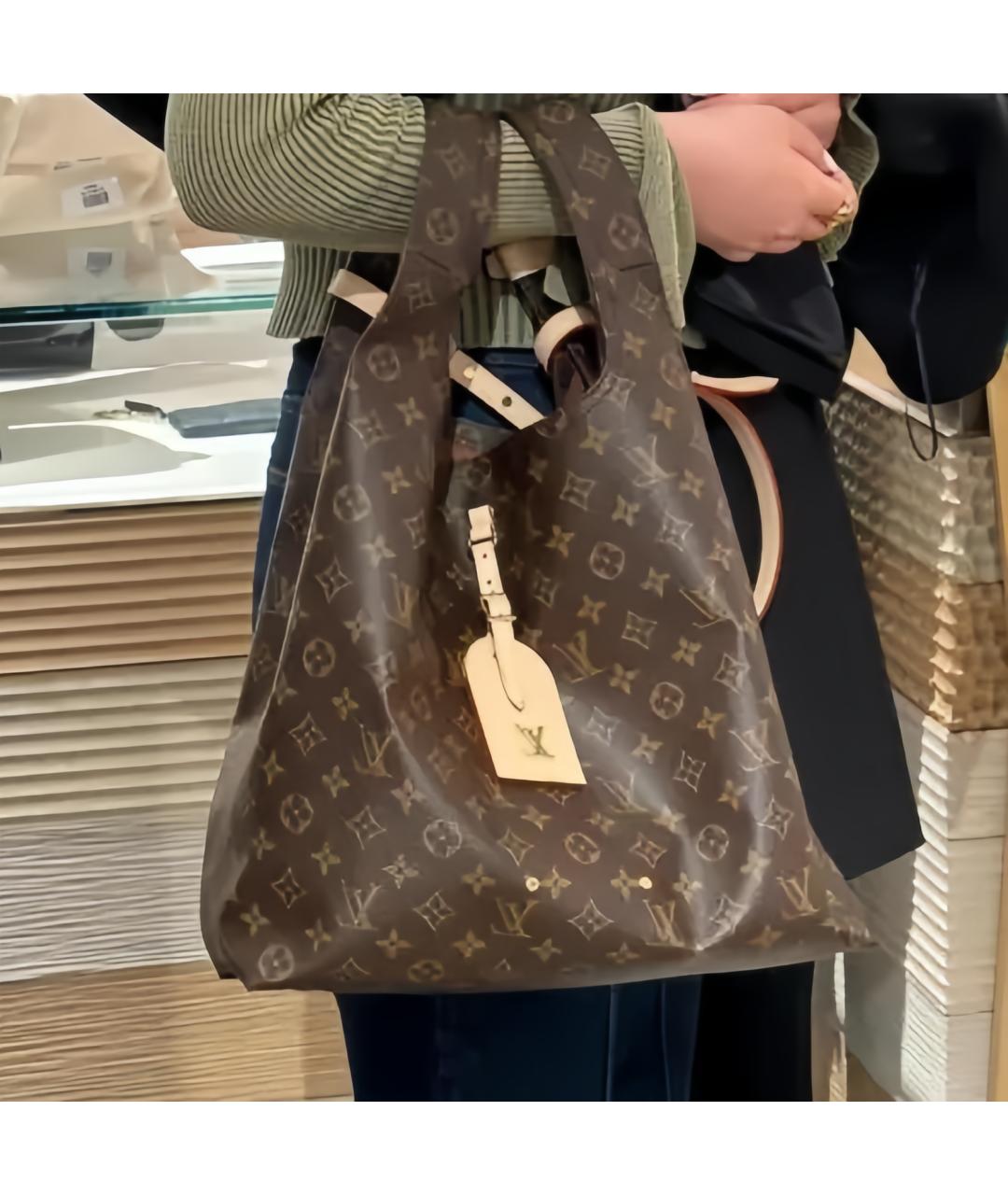 LOUIS VUITTON Коричневая кожаная сумка тоут, фото 6