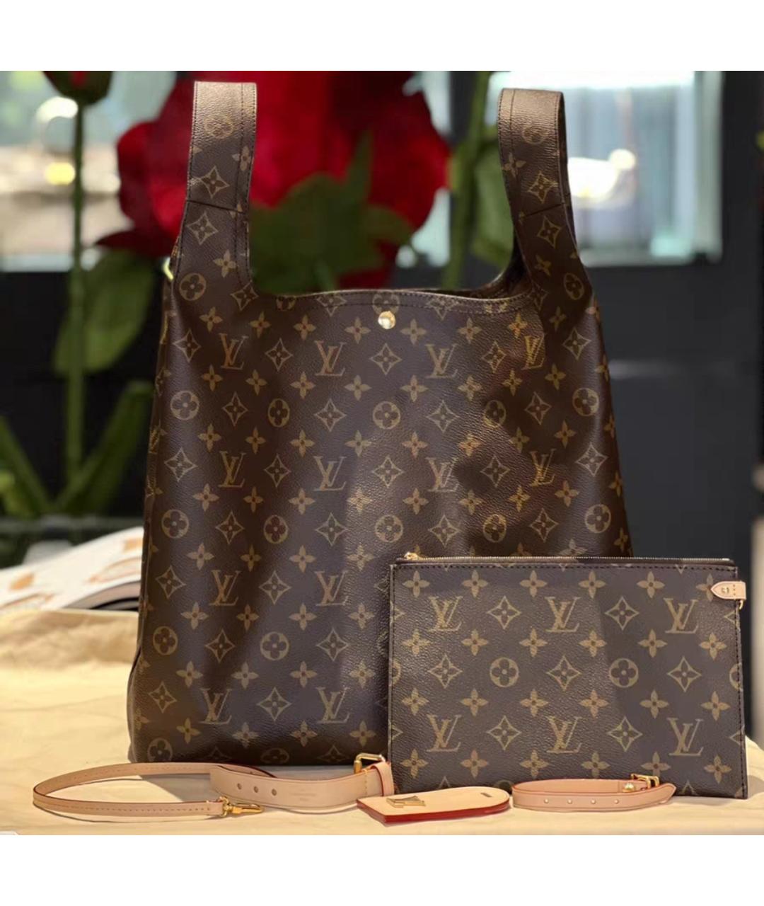 LOUIS VUITTON Коричневая кожаная сумка тоут, фото 4