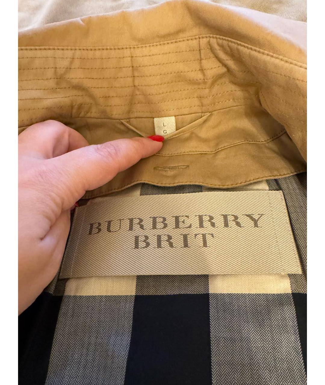 BURBERRY BRIT Горчичный хлопковый тренч/плащ, фото 3