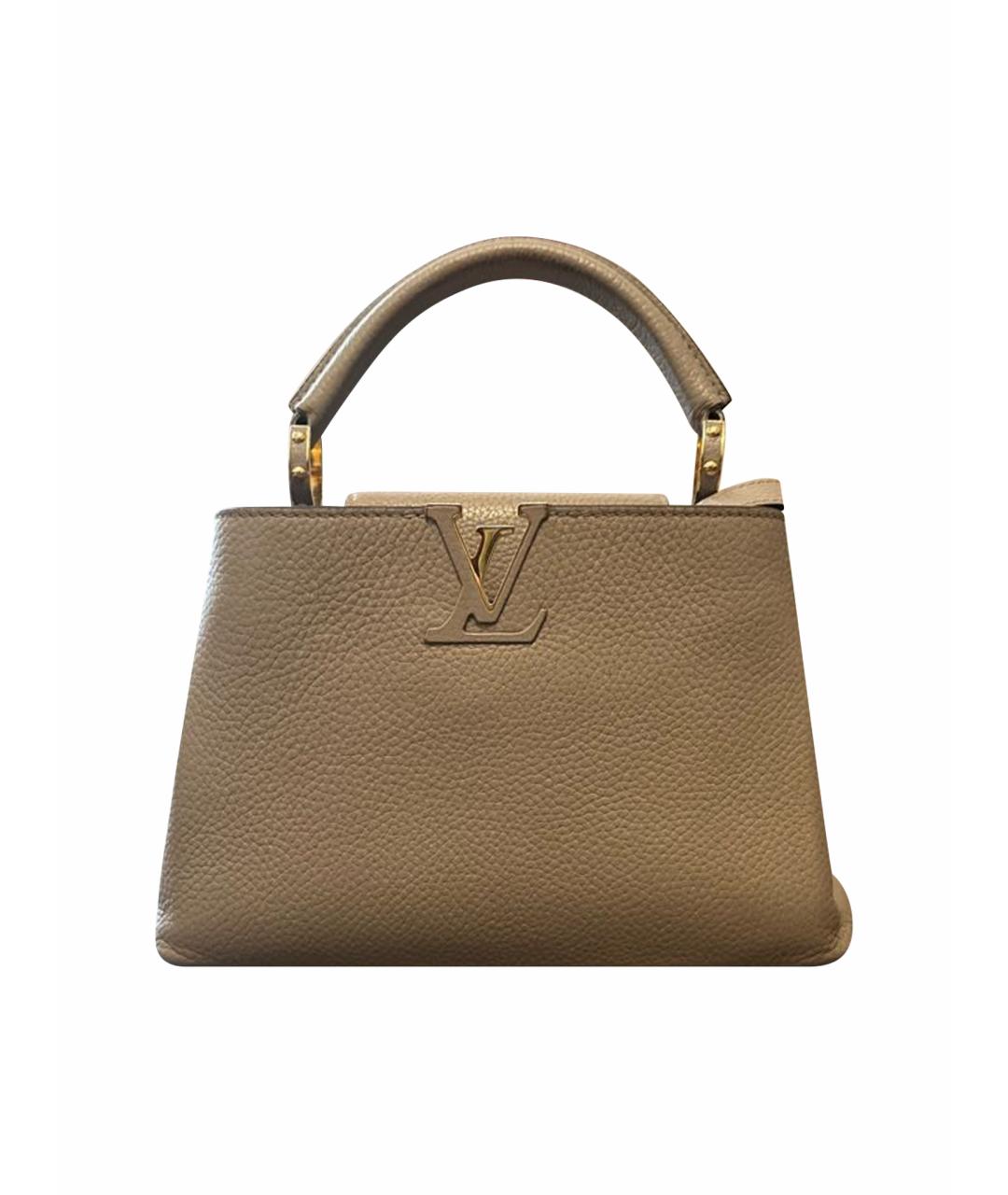LOUIS VUITTON Бежевая кожаная сумка с короткими ручками, фото 1