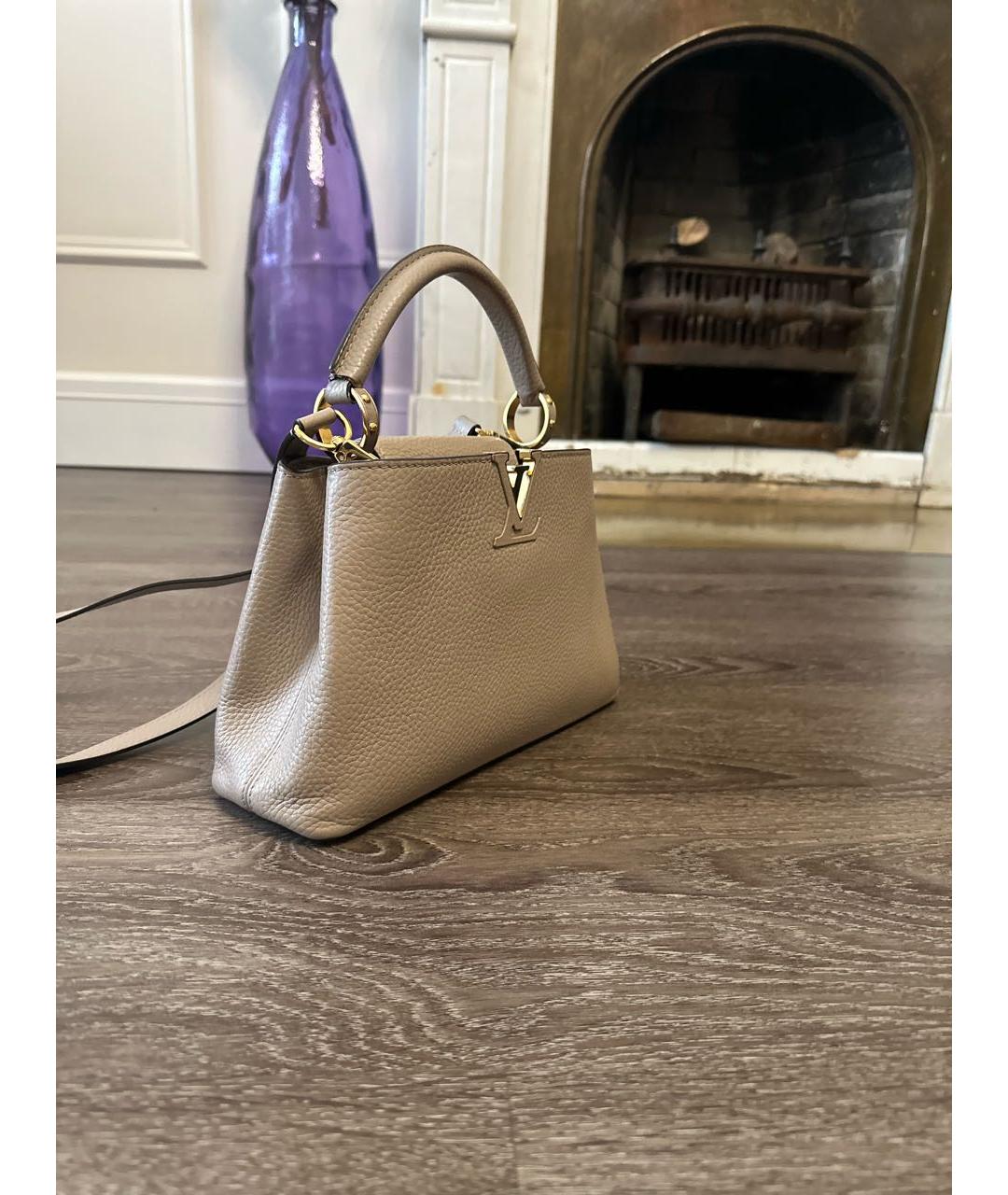 LOUIS VUITTON Бежевая кожаная сумка с короткими ручками, фото 2