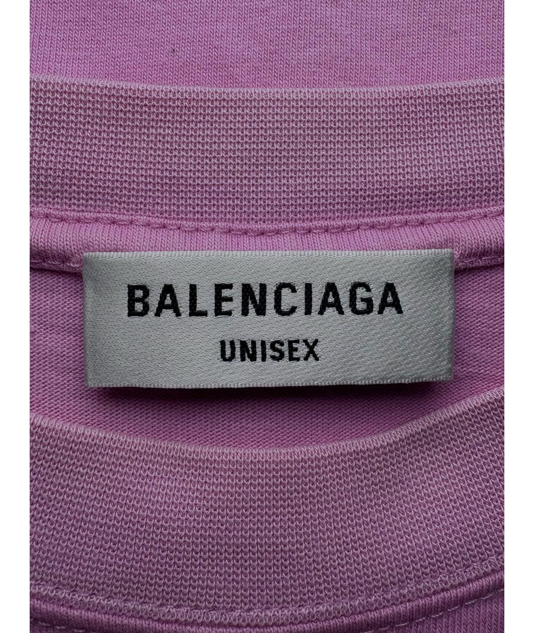 BALENCIAGA Фиолетовая хлопко-эластановая футболка, фото 5