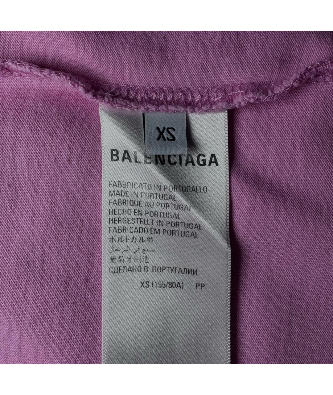 BALENCIAGA Фиолетовая хлопко-эластановая футболка, фото 6