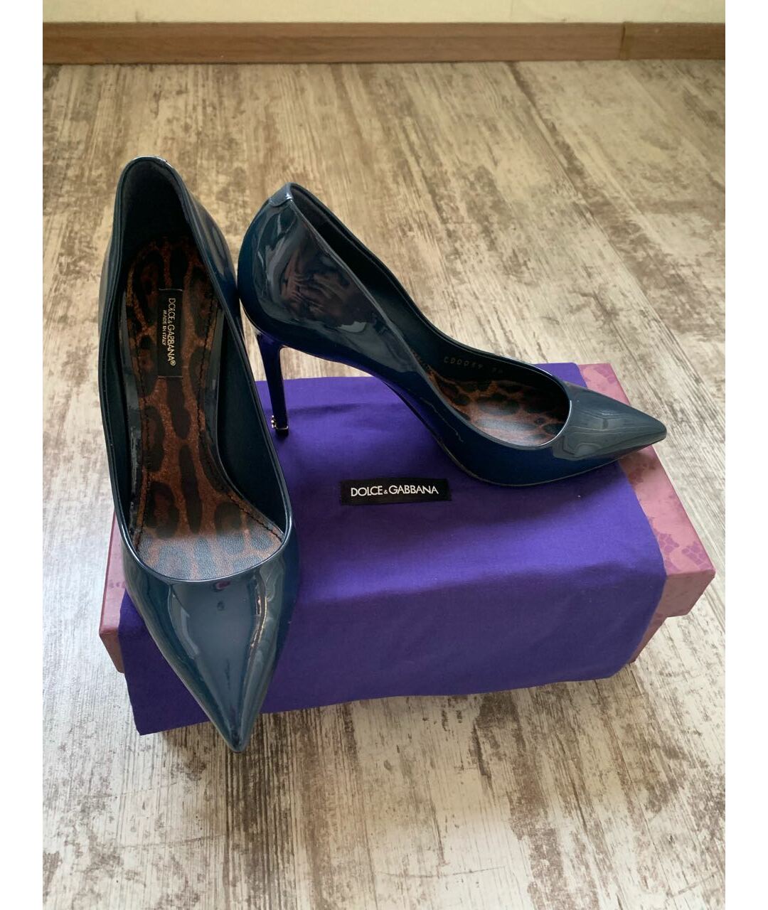 DOLCE&GABBANA Темно-синие туфли из лакированной кожи, фото 2