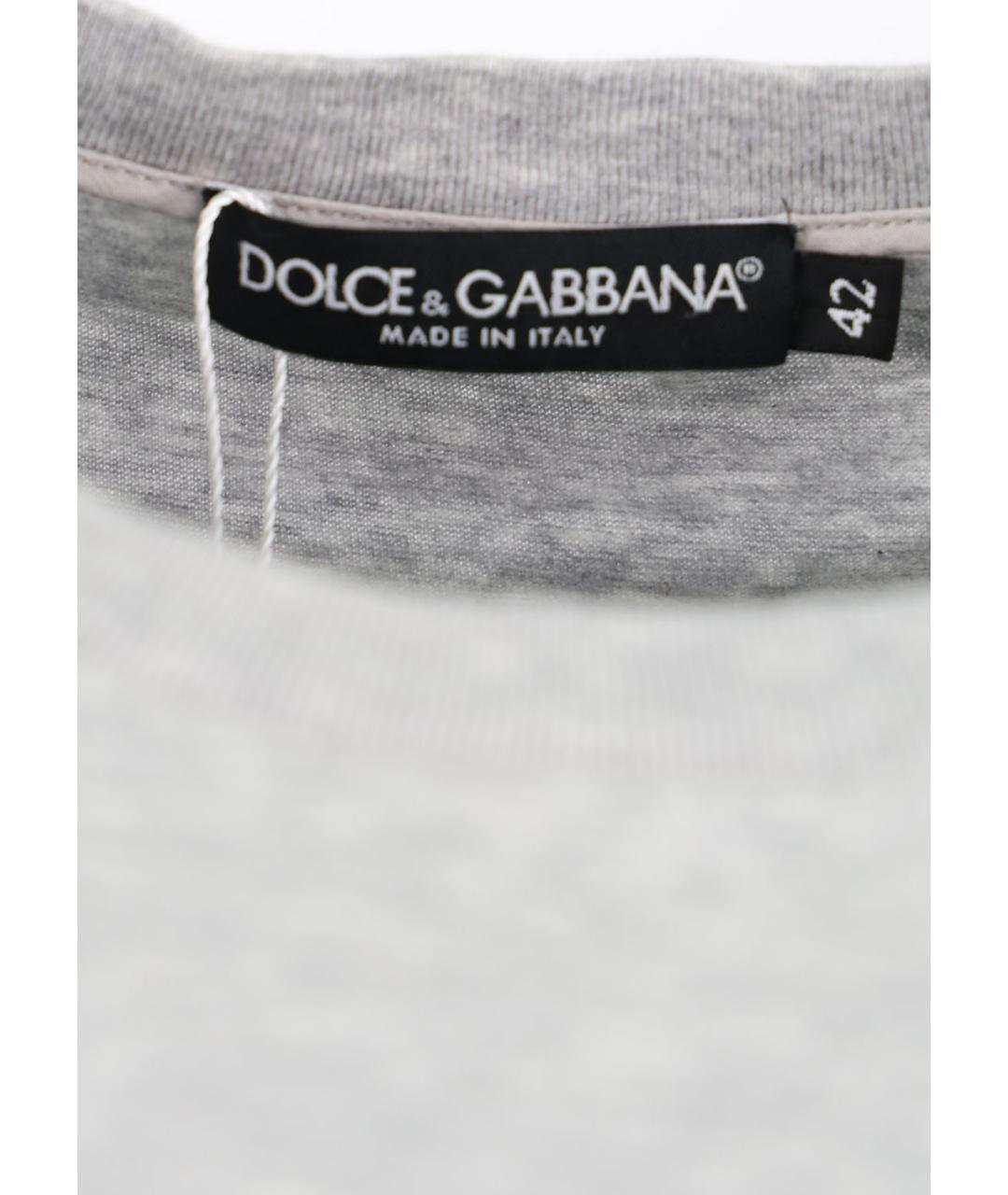 DOLCE&GABBANA Серая хлопковая футболка, фото 3