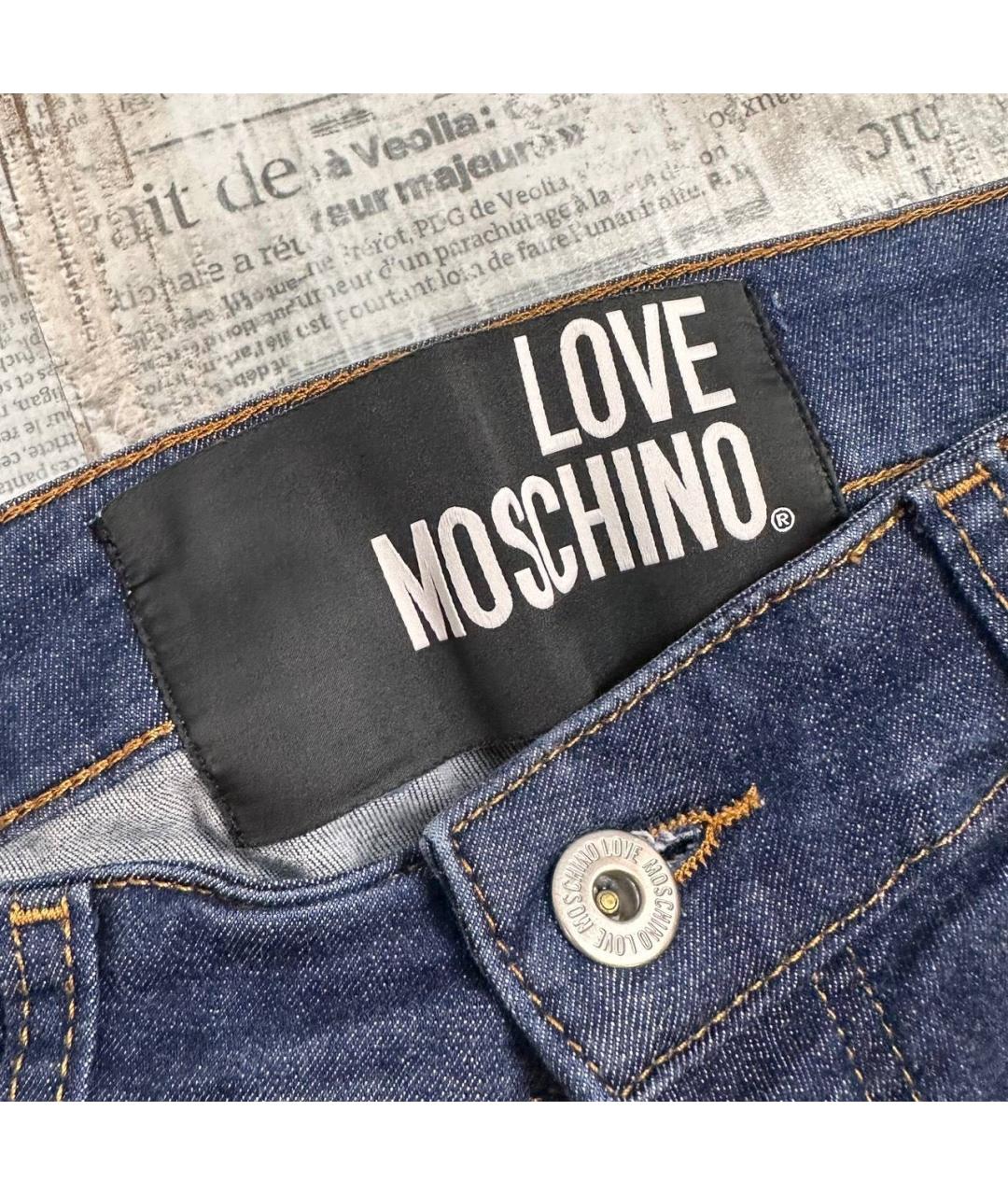 LOVE MOSCHINO Темно-синие хлопко-полиэстеровые джинсы слим, фото 5