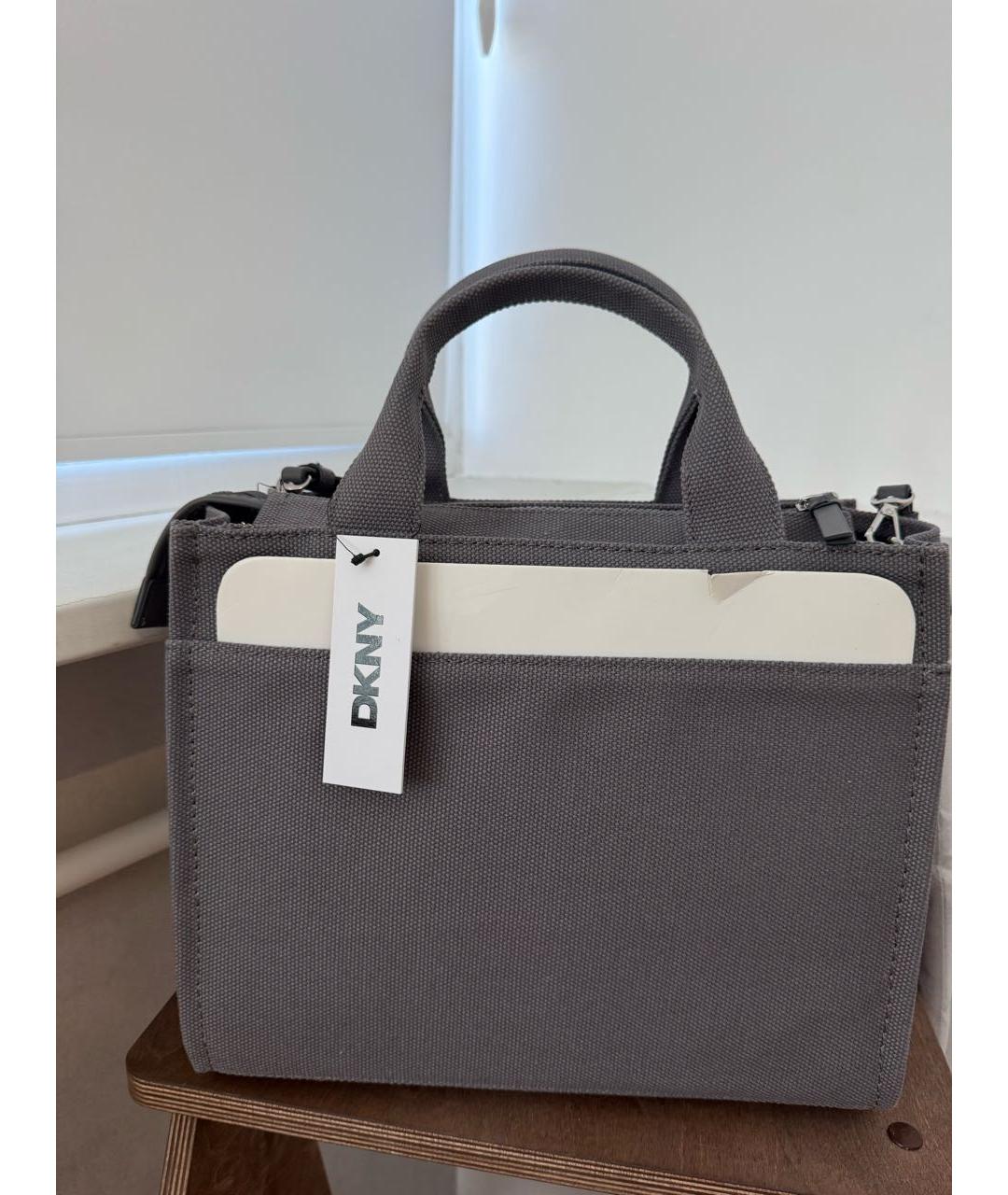 DKNY Антрацитовая тканевая сумка тоут, фото 4
