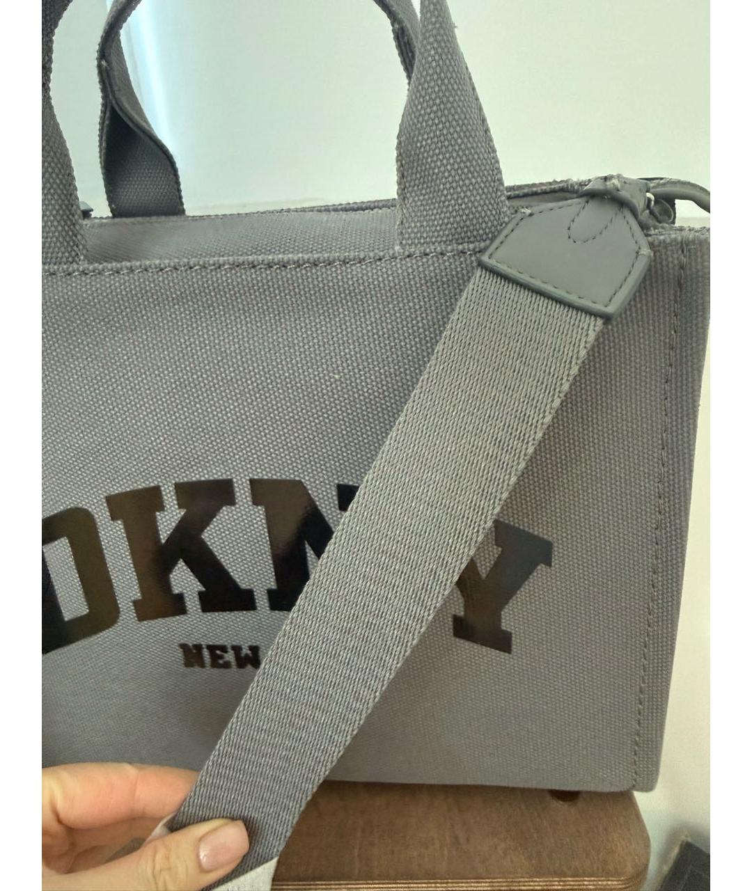 DKNY Антрацитовая тканевая сумка тоут, фото 3