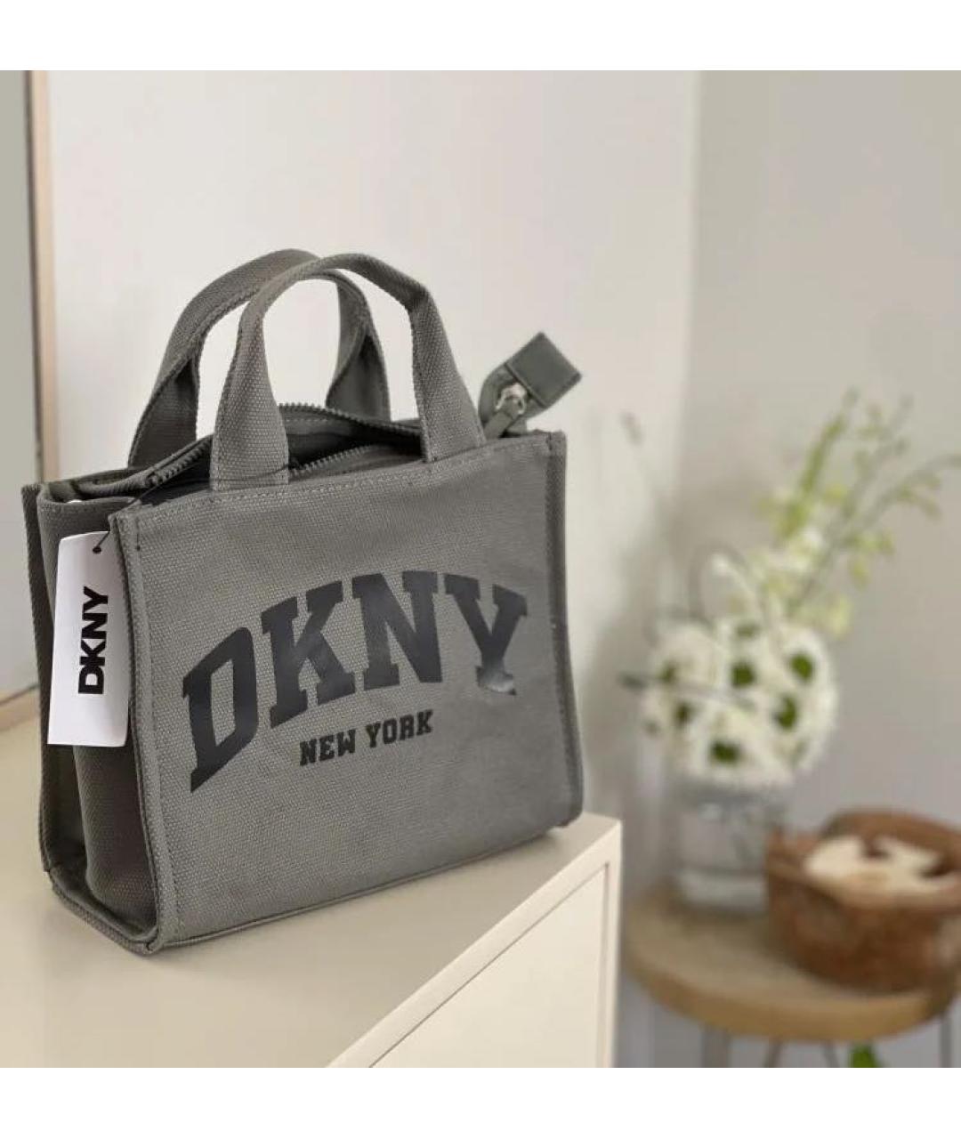 DKNY Антрацитовая тканевая сумка тоут, фото 7