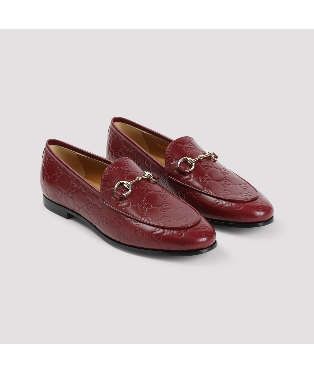 GUCCI Бордовые кожаные лоферы, фото 3