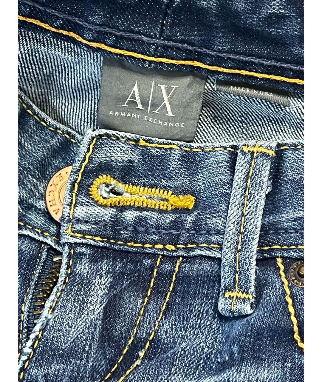 ARMANI EXCHANGE Синие хлопко-эластановые прямые джинсы, фото 4