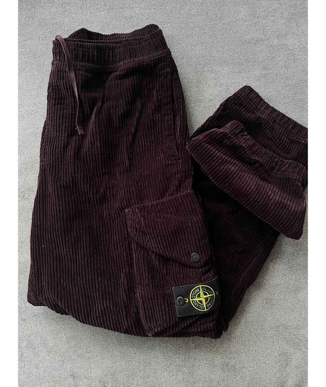 STONE ISLAND Бордовые хлопковые повседневные брюки, фото 2