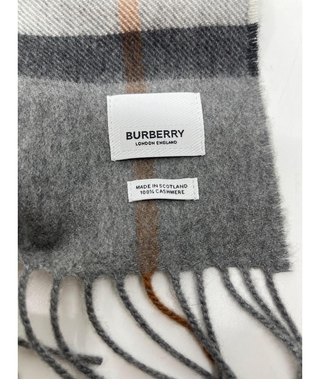 BURBERRY Серый кашемировый шарф, фото 4