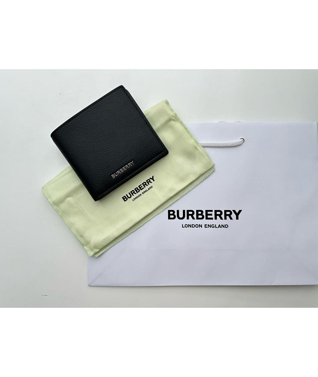 BURBERRY Черный кожаный кошелек, фото 5