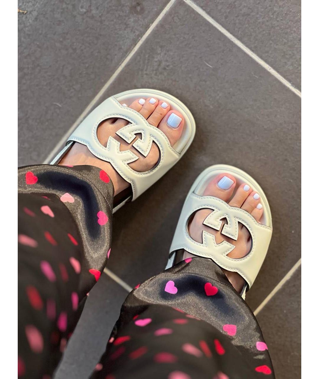 GUCCI Бежевые кожаные сандалии, фото 5