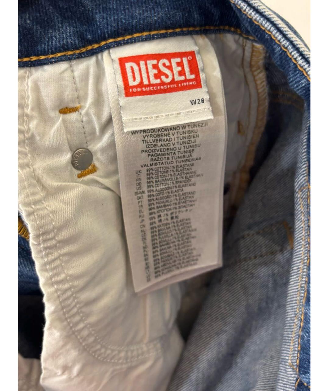 DIESEL Синие хлопко-эластановые прямые джинсы, фото 8