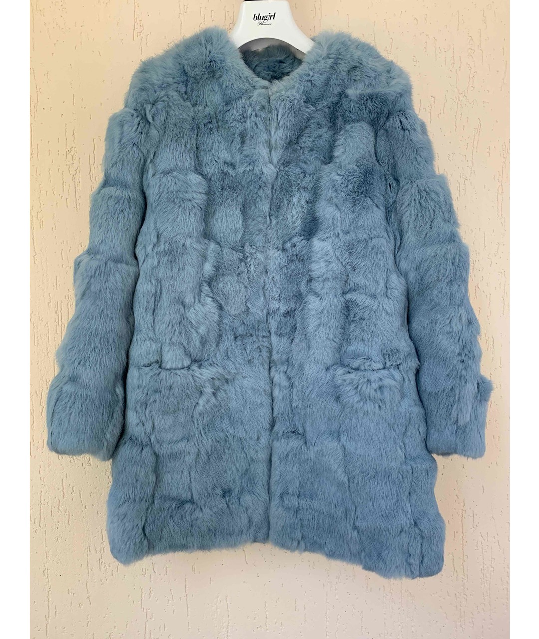 BLUMARINE Голубой меховой жакет/пиджак, фото 5