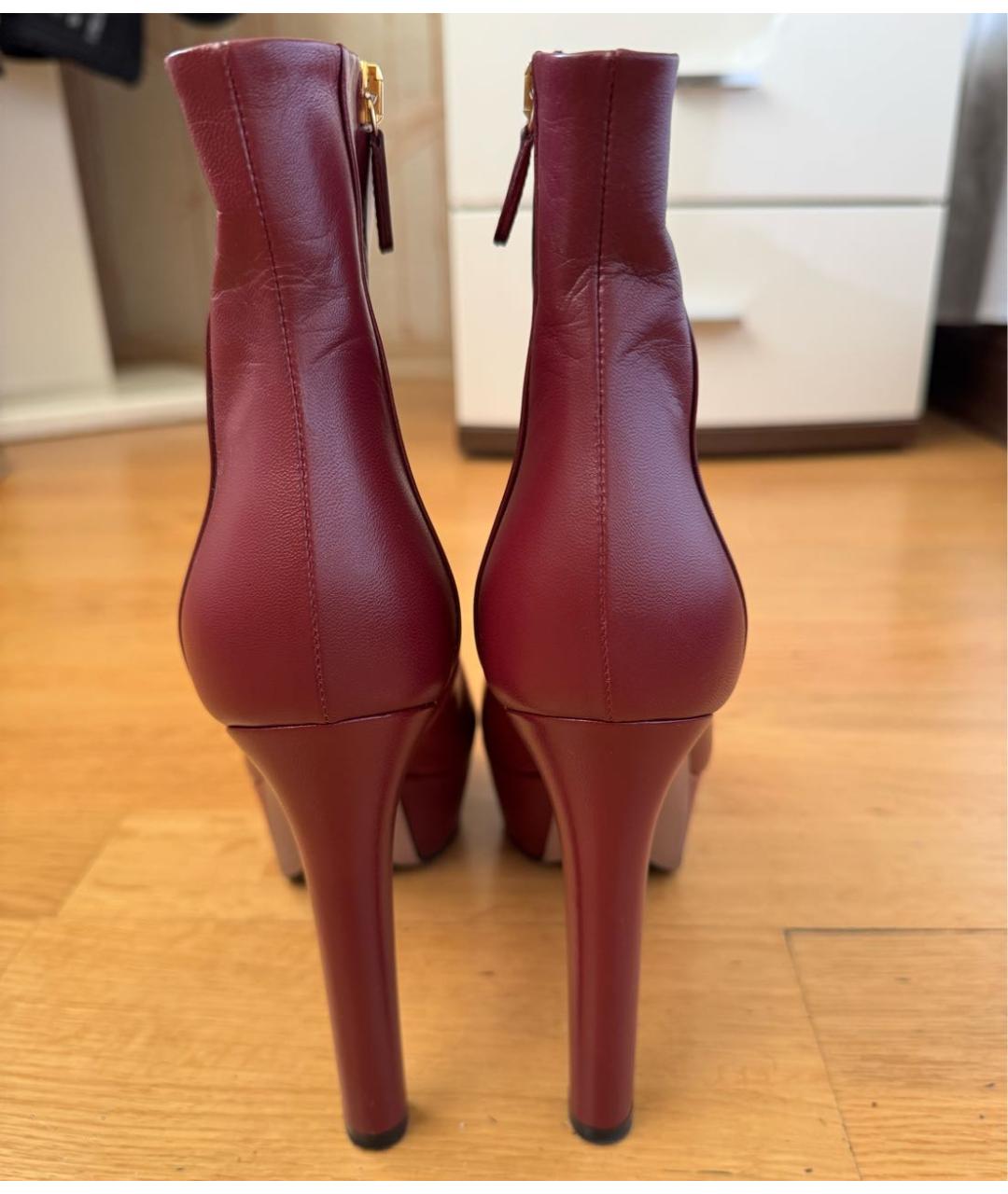 GUCCI Бордовые кожаные ботильоны, фото 4