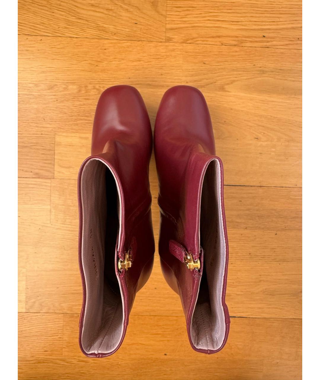 GUCCI Бордовые кожаные ботильоны, фото 3