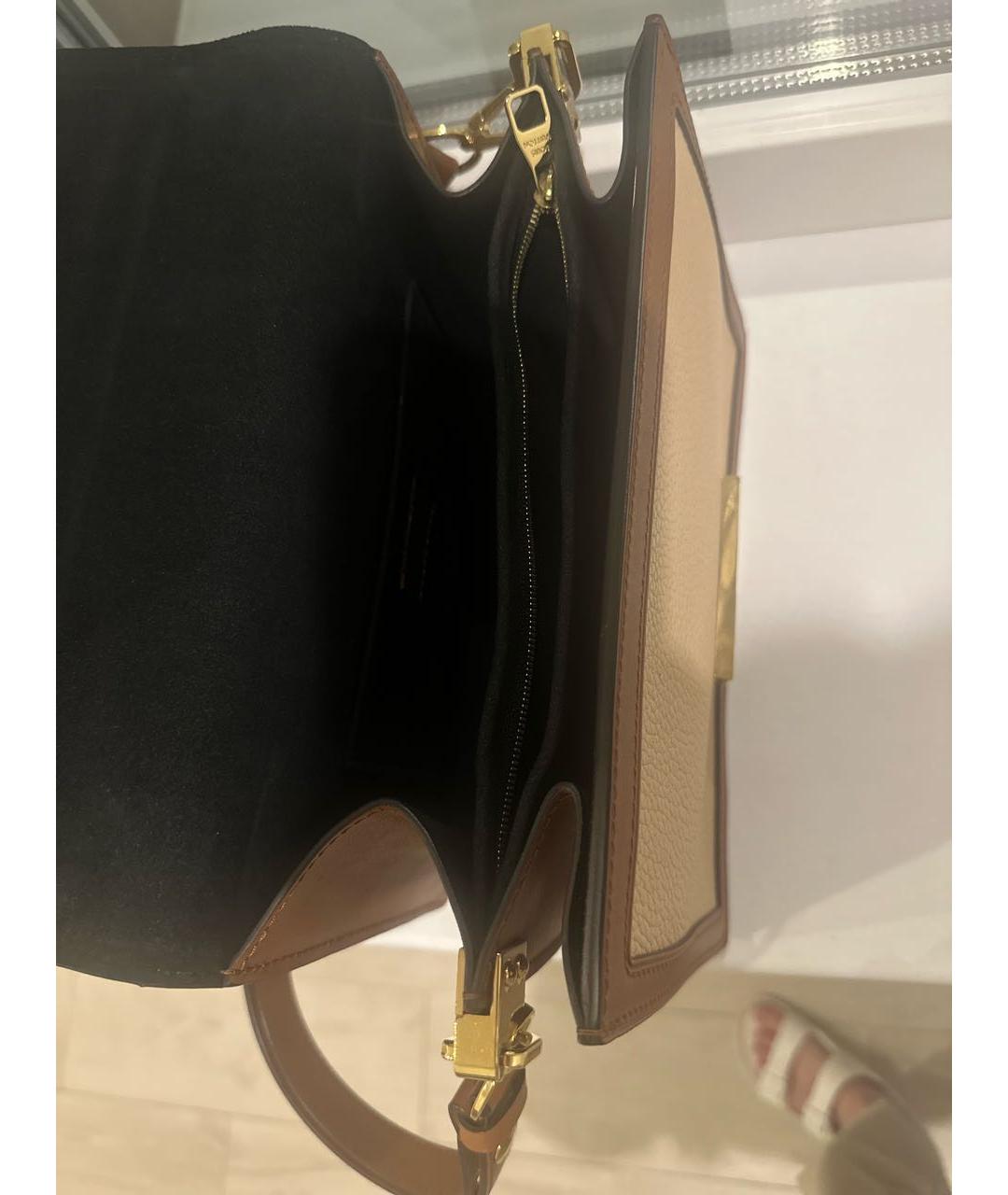 LOUIS VUITTON Коричневая кожаная сумка через плечо, фото 4