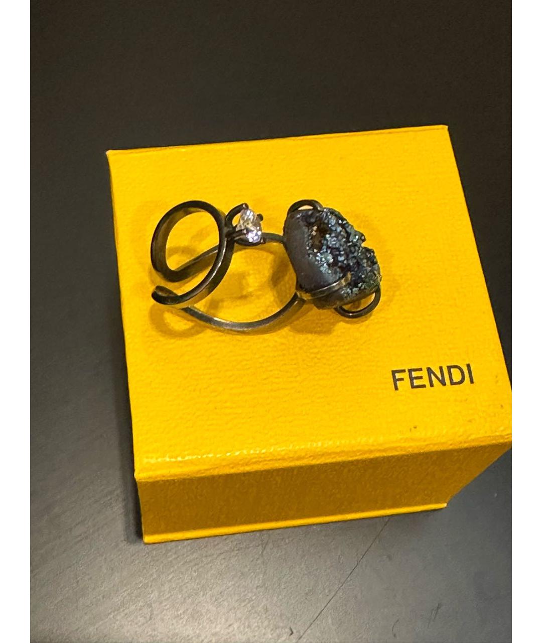 FENDI Темно-синее металлическое кольцо, фото 4