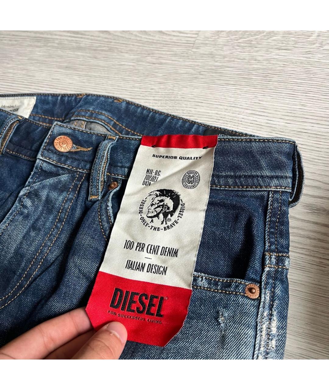 DIESEL Темно-синие хлопковые прямые джинсы, фото 2