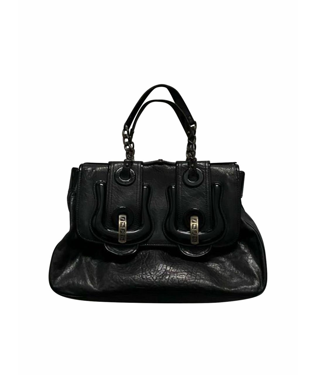 FENDI Черная кожаная сумка тоут, фото 1