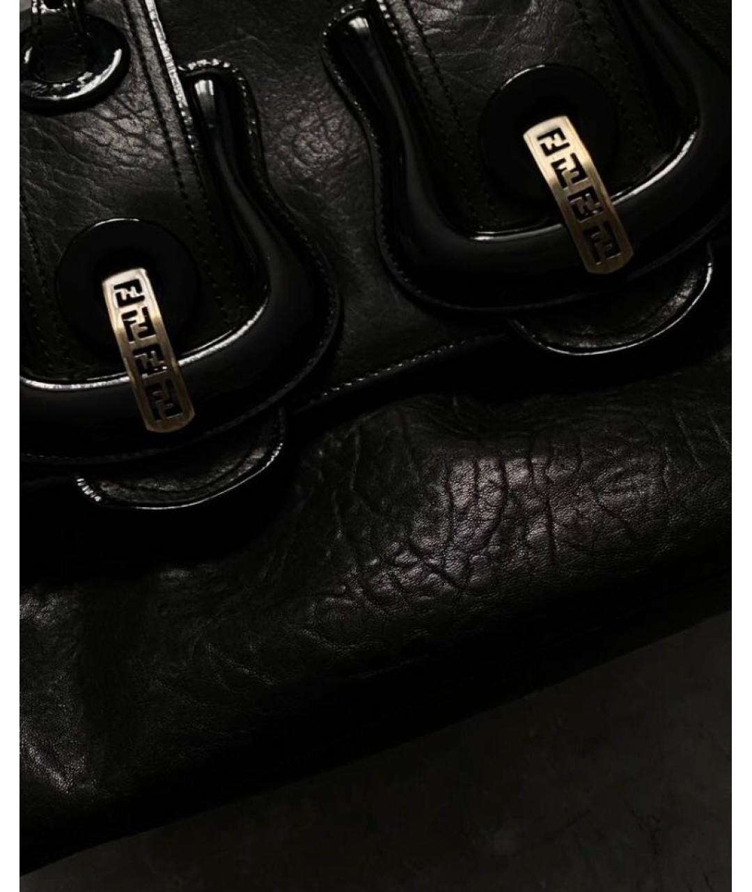 FENDI Черная кожаная сумка тоут, фото 4
