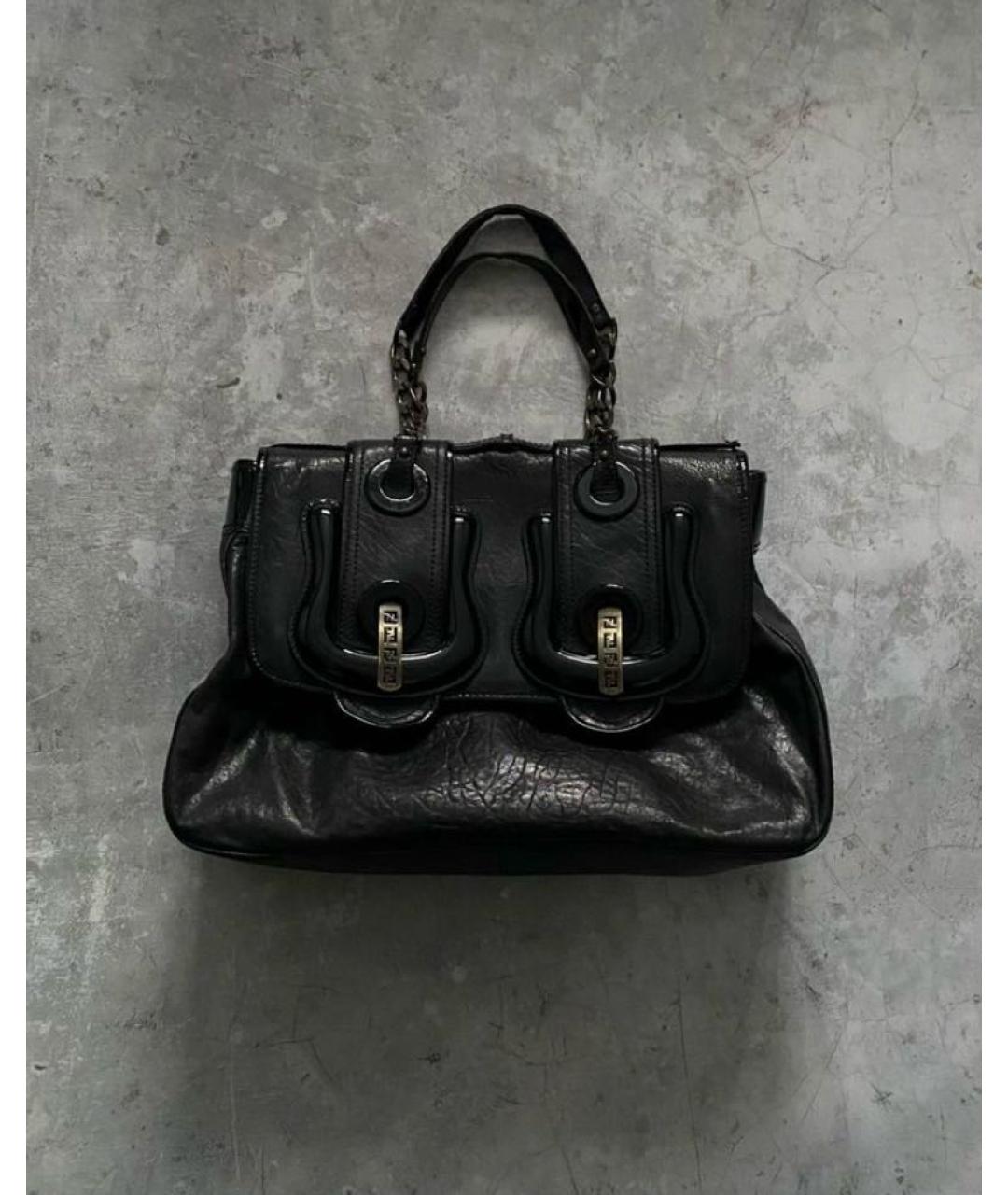 FENDI Черная кожаная сумка тоут, фото 5