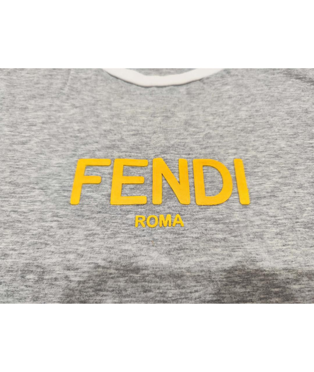 FENDI KIDS Серая хлопковая детская футболка, фото 4