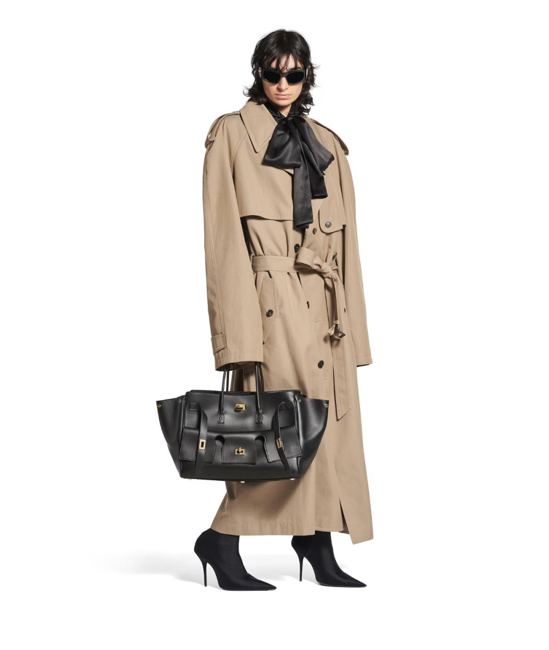 BALENCIAGA Черная кожаная сумка тоут, фото 4